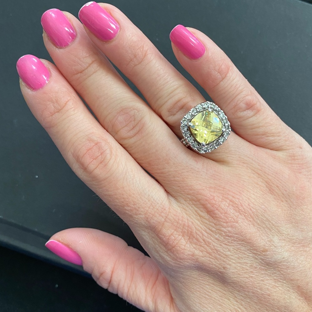 Faux Yellow diamond Cocktail ring